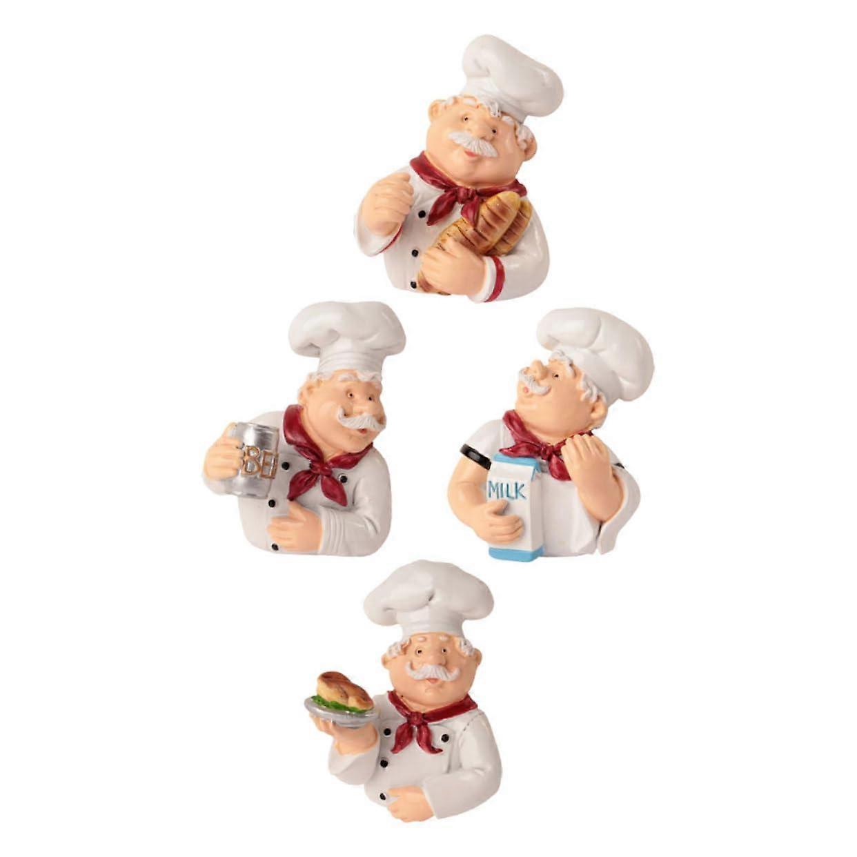 4pcs Adhesive Kitchen Wall Hooks Chef Shape Decor Cord Organizer SpaceSaving MultiRoom Use