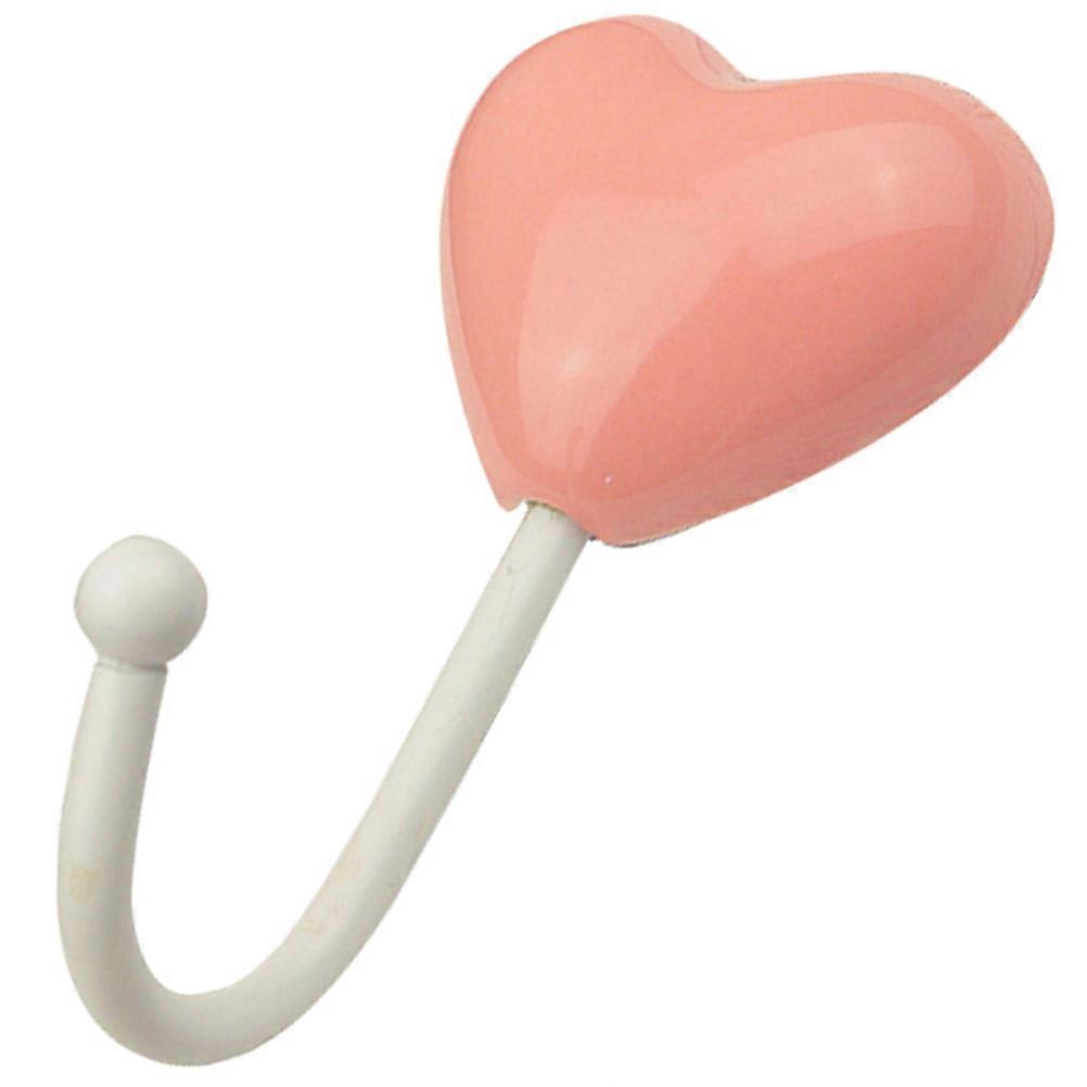 Wall Hook Ceramic Heart Shape Hook for Home Use 1Pcs Mediterranean Style Pink