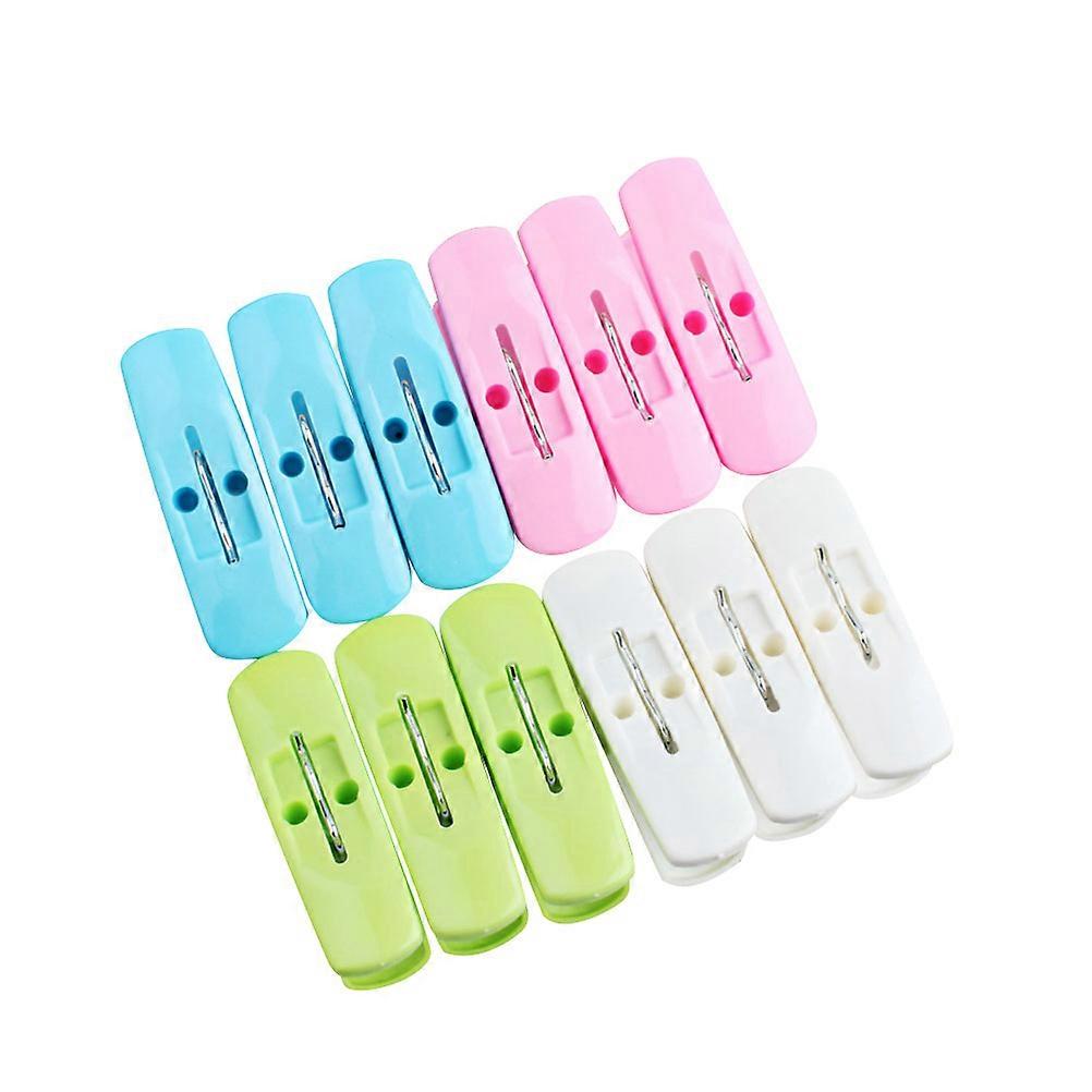 Windproof Plastic Clothes Clips for Laundry Holding Travel Use Rectangular Shape 12Pcs