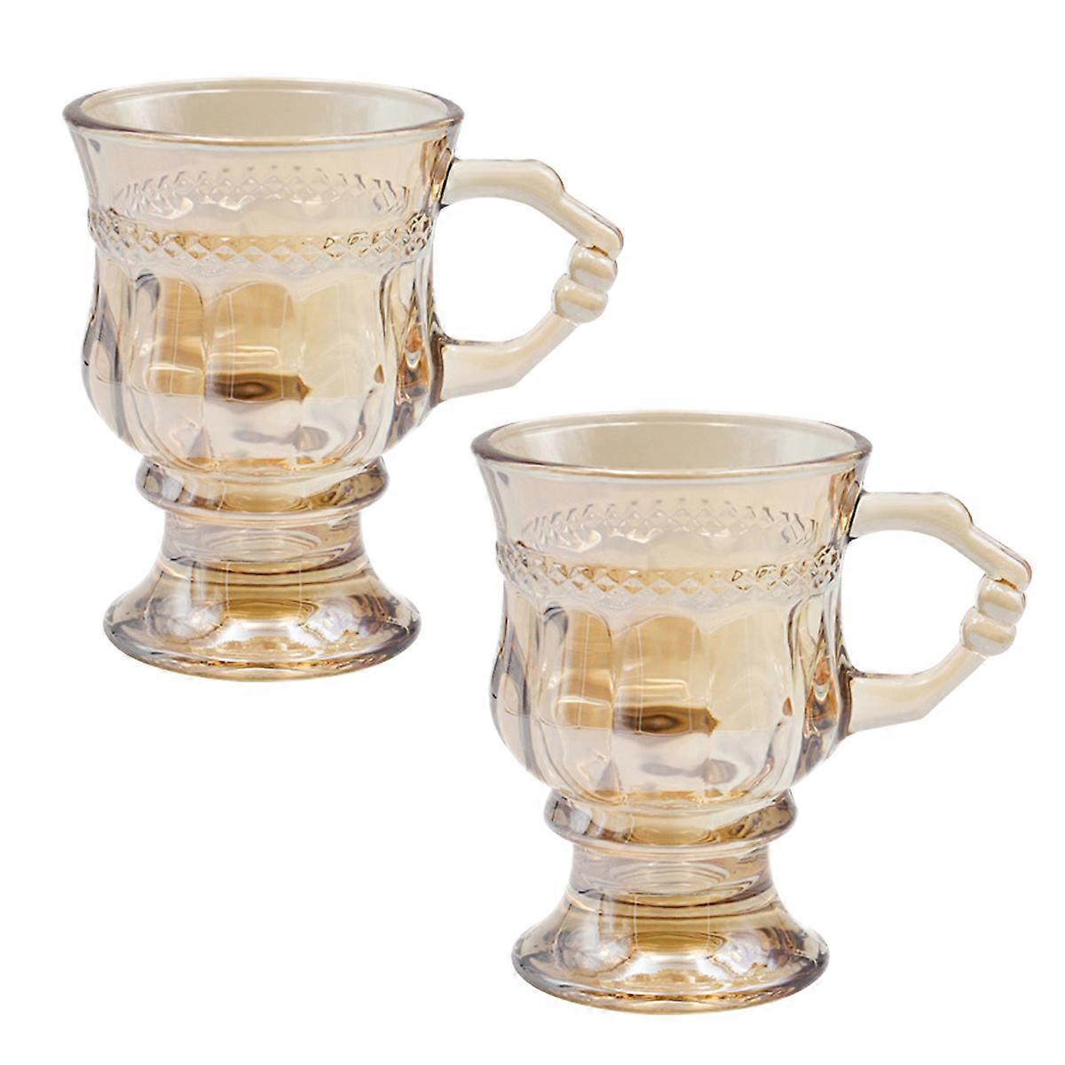 Golden Glass Wine Goblet for Drinking 2Pcs High Temperature Cups