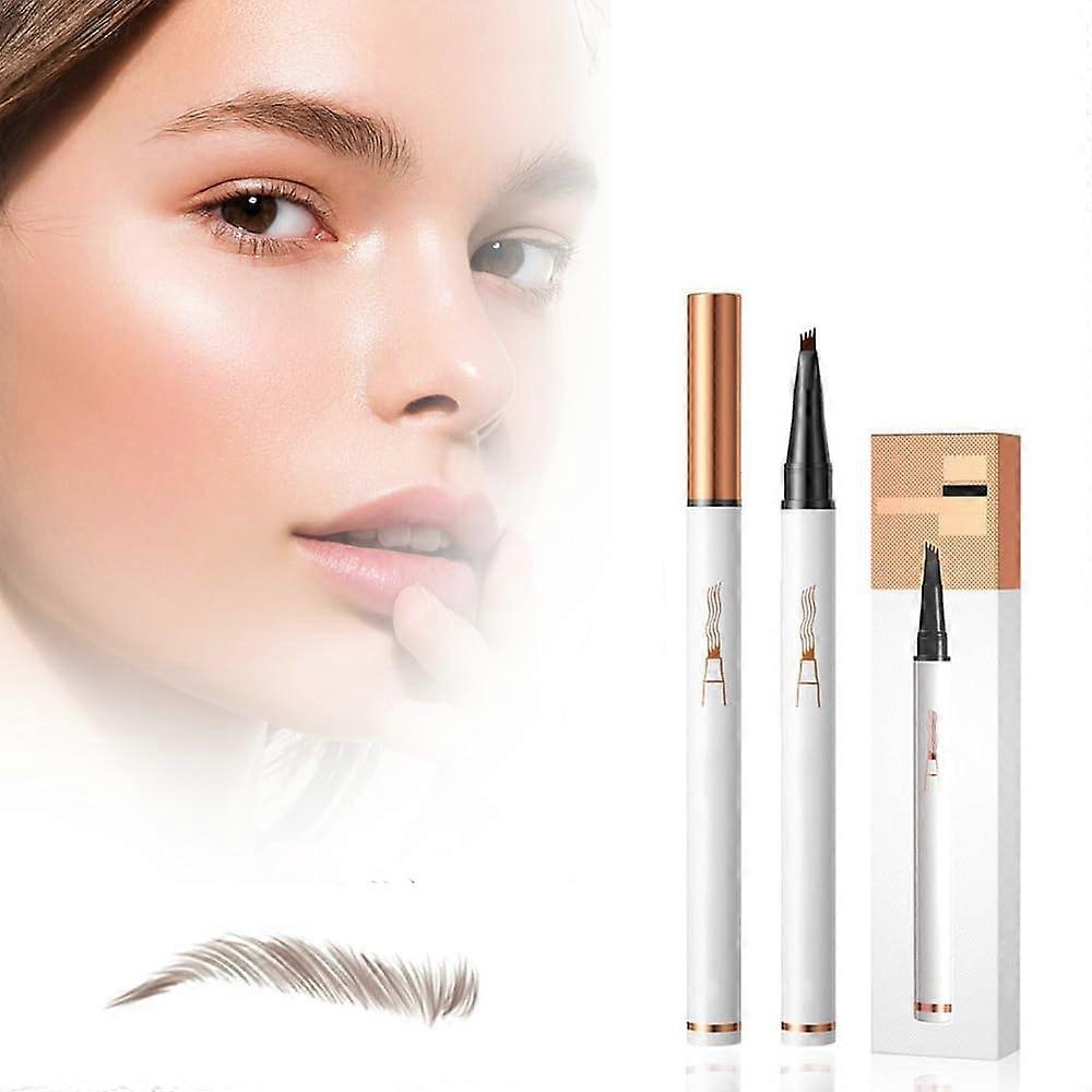Dark Brown 4 Tip Microblading Eyebrow Pen Waterproof LongLasting 3D Brow Styling