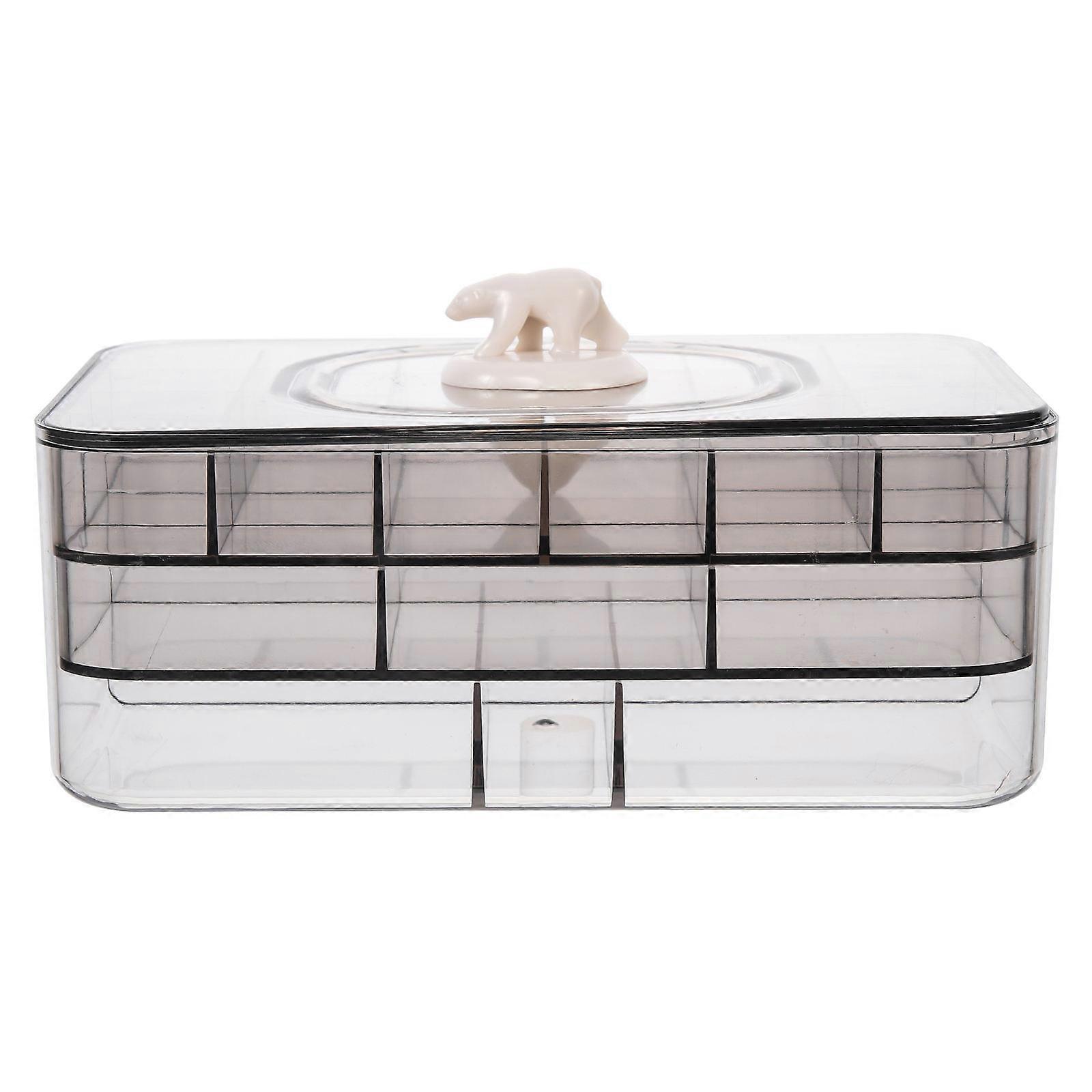 3Pcs Jewelry Box Transparent for Ring Storage Plastic Multi-Slots Case