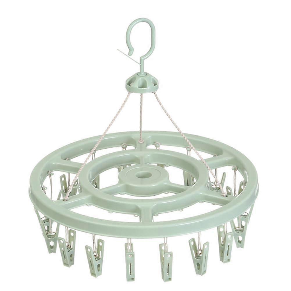 Clothes Drying Rack with 24 Clips, 360° Rotating Sock Dryer, Foldable SpaceSaving Balcony Hanger