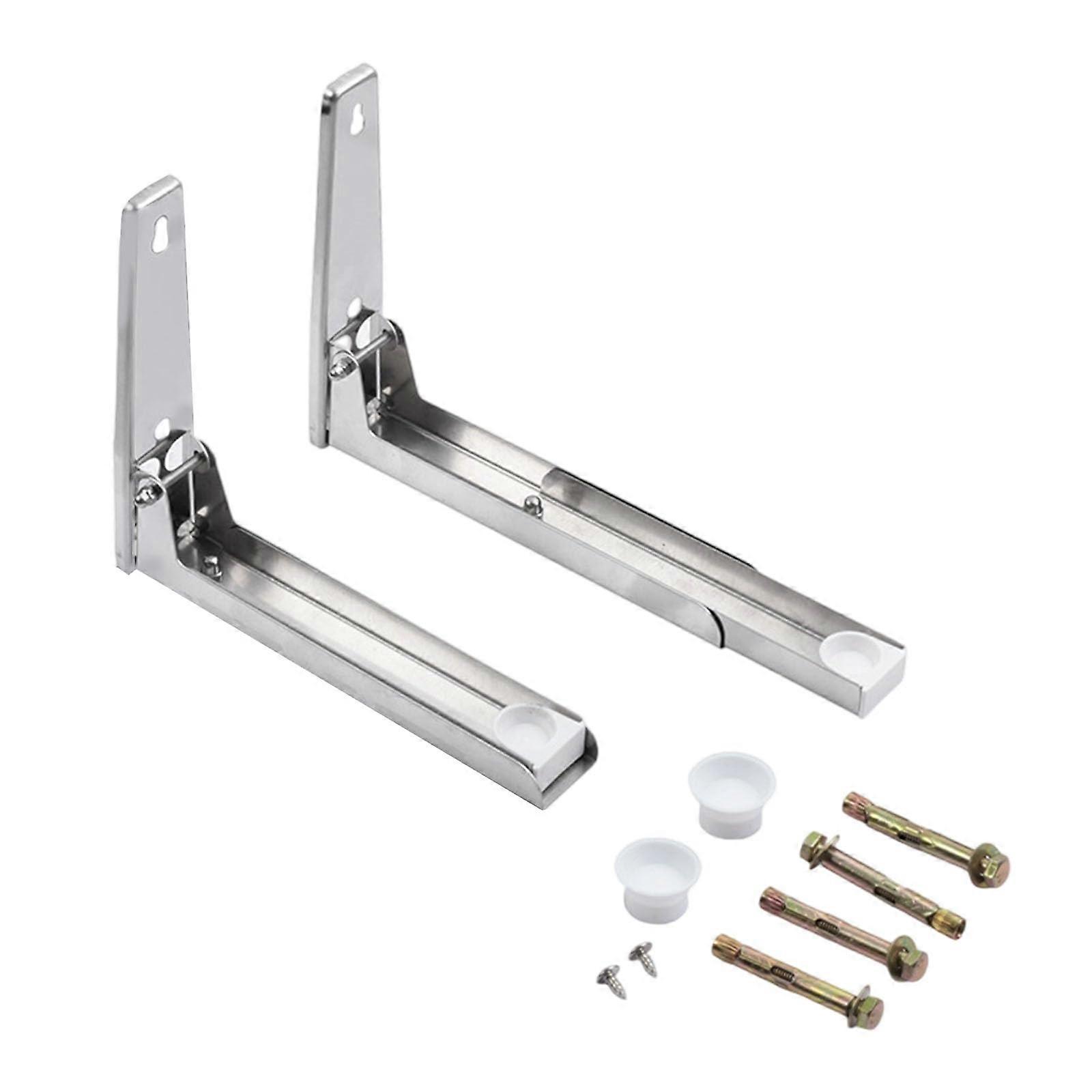 Wall Mounted Microwave Shelf 304 Stainless Steel Adjustable Width Rustproof Kitchen Appliance Rack Silver