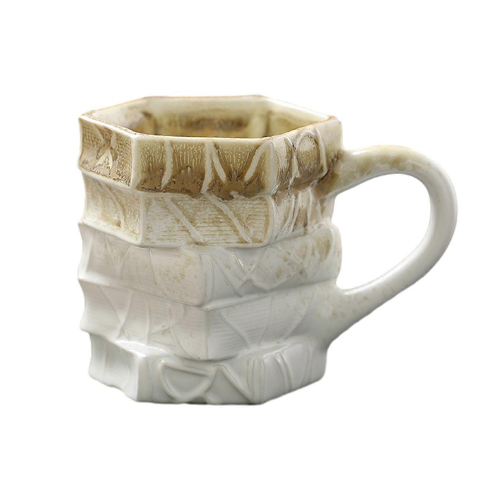 250ml Hand-painted Ceramic Book Stack Coffee Mug 3D Painted Heat-Resistant Cup Teacher Appreciation