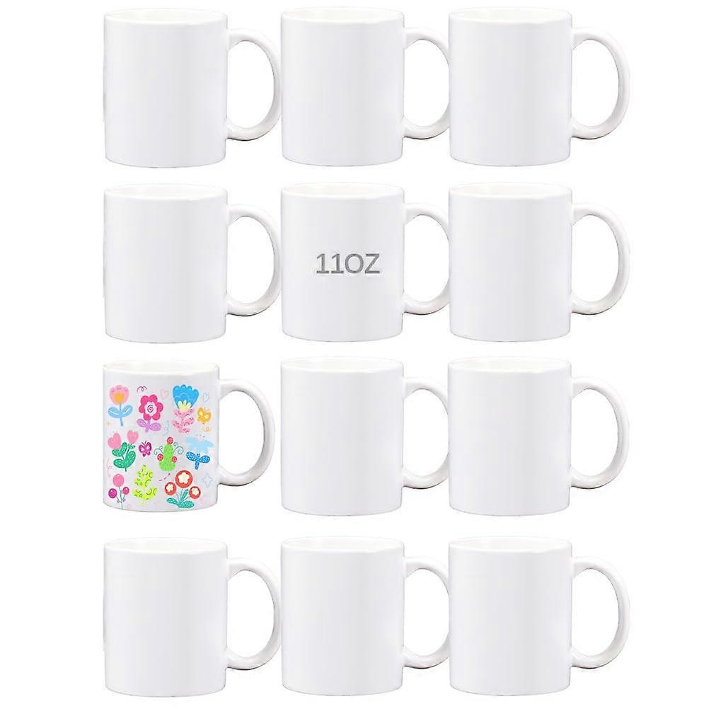 12 Pack 11oz White Sublimation Mugs Bulk with Boxes, Durable Ceramic Coffee Cups for Custom Printing