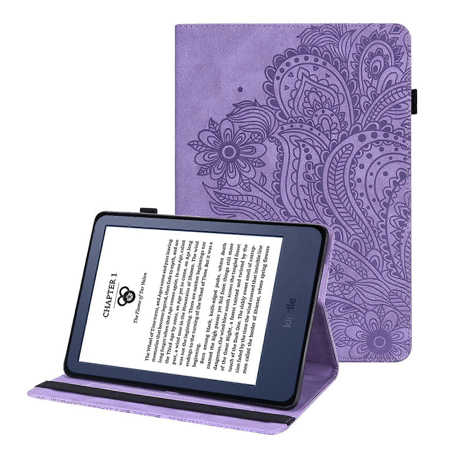 For Amazon Kindle 6 inch (2024)/(2022) PU Leather E-Reader Case Pattern Imprinted Card Holder Stand 