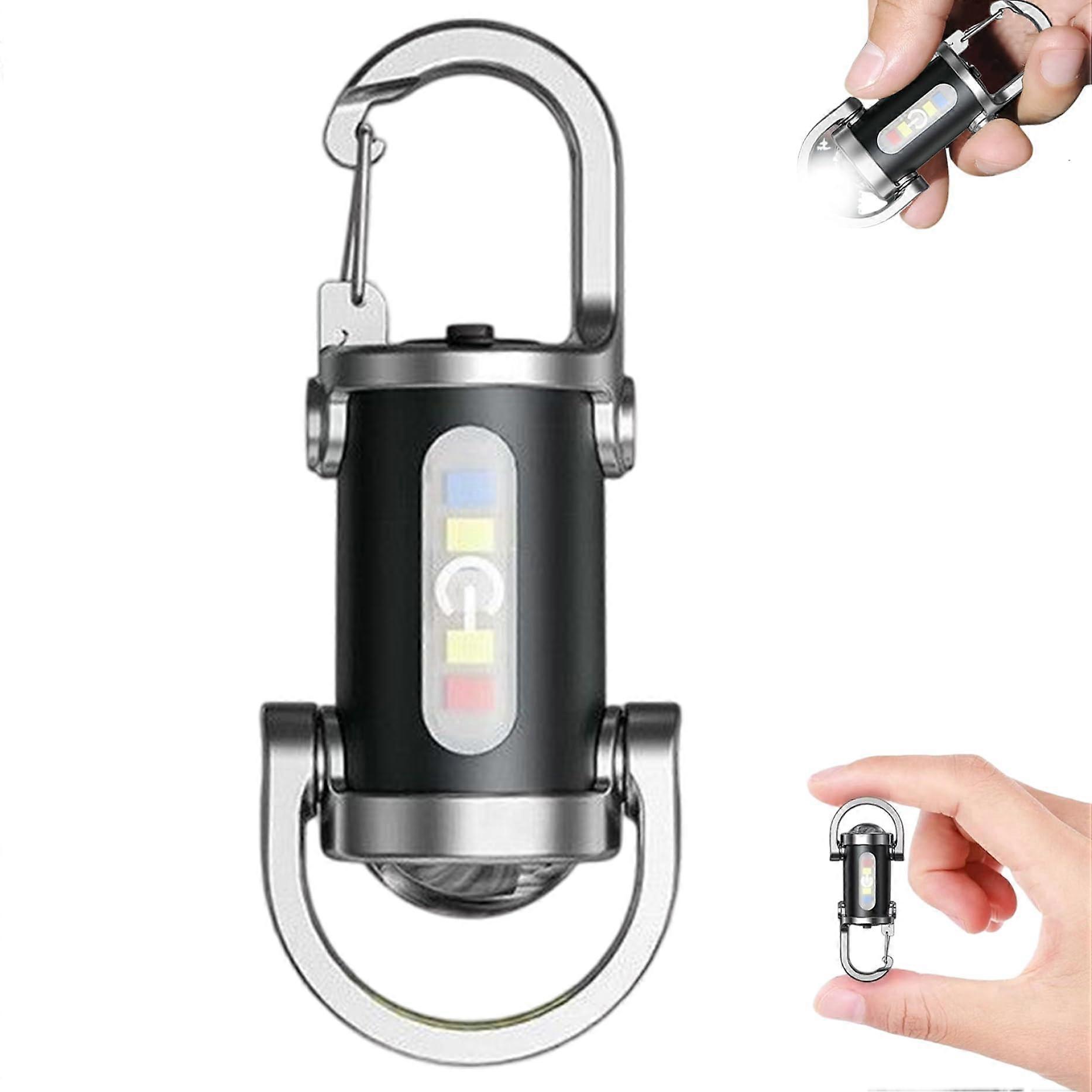 Rechargeable Keychain Flashlight with MultiLight Modes, Waterproof LED Mini USB Light with Red and Blue Alerts