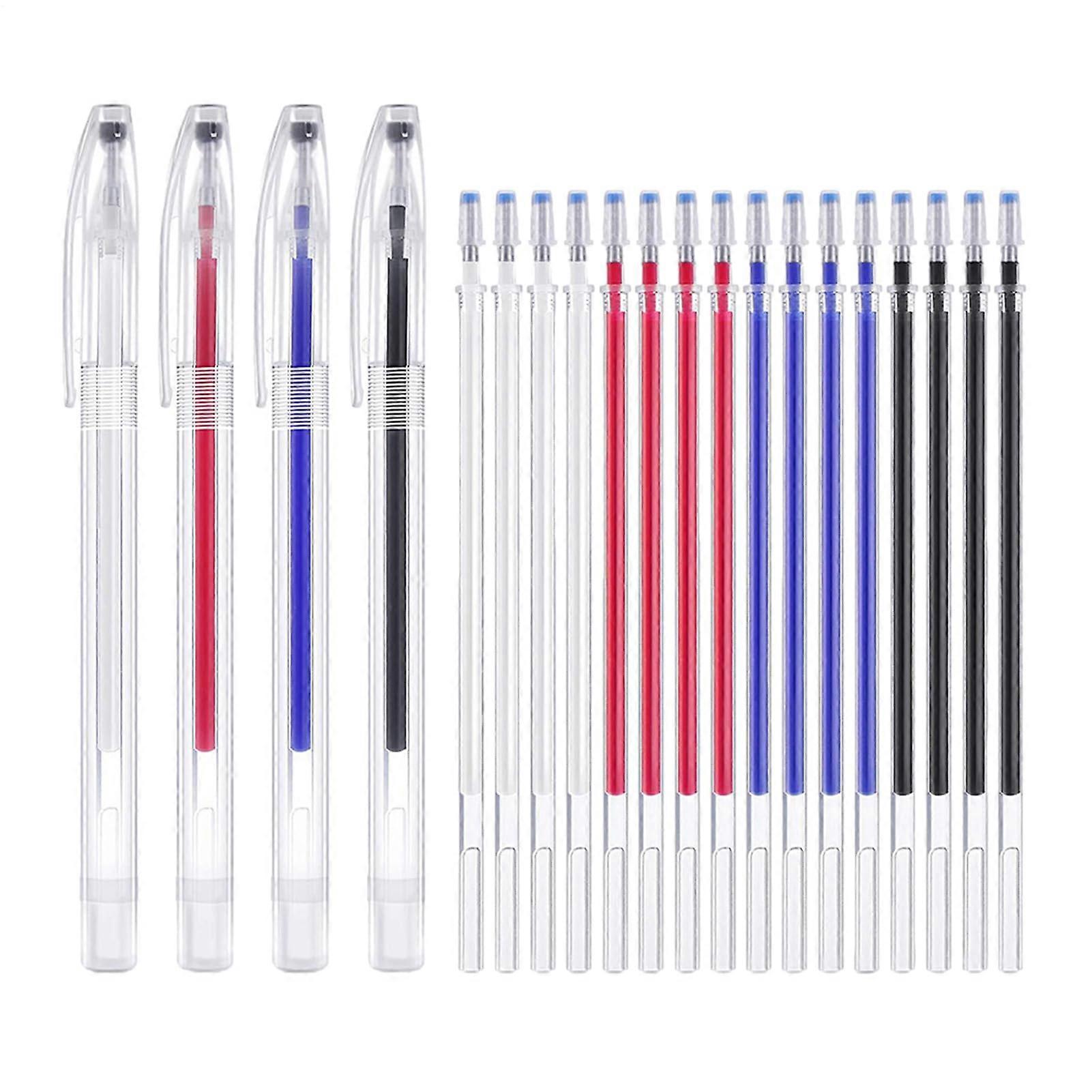 Fabric Marker Pens Set with Multiple Colors, 0.7mm Heat Erasable Tips, 32 Refills and 4 Shells