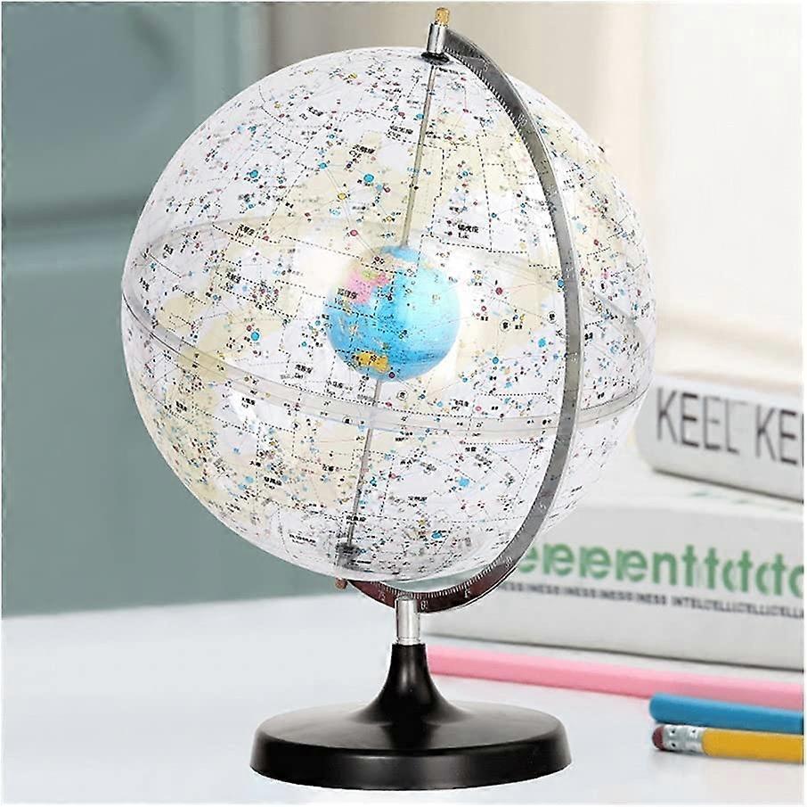 Illuminated World Globe with Constellations, Black Astronomy Teaching Globe, Precise Rotation Tool