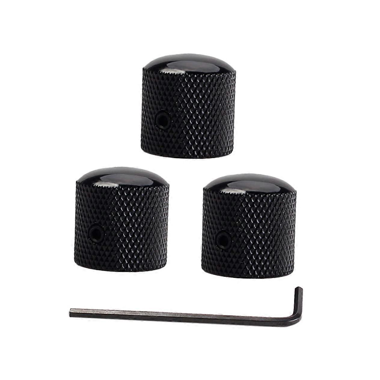 Bass Guitar Control Knobs Set – Black Dome Volume Tone Knobs for Split Shaft Pots Replacement