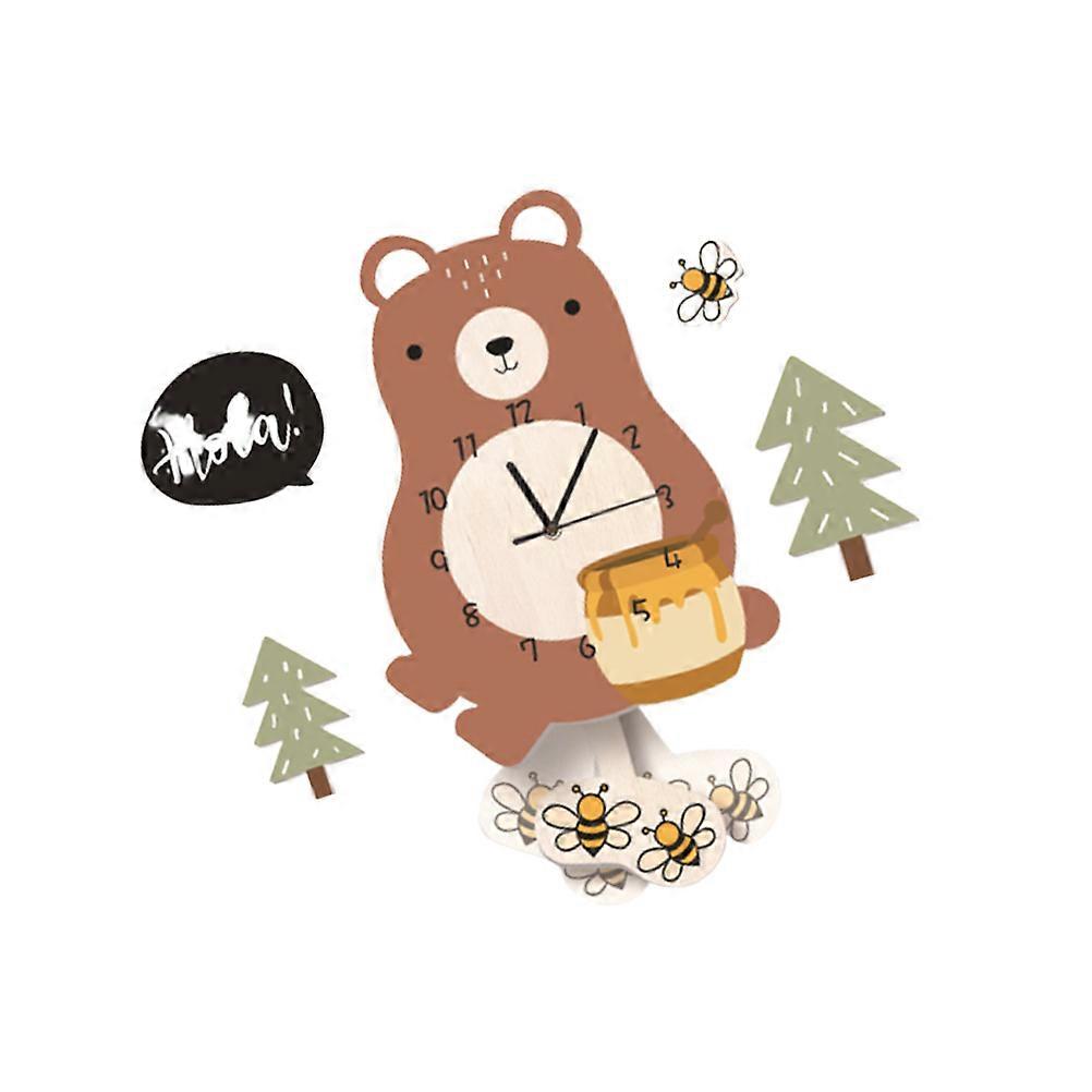 Cartoon Wall Clock Baby Room Swing Clock 1Pcs Bear Pattern Wall Decor