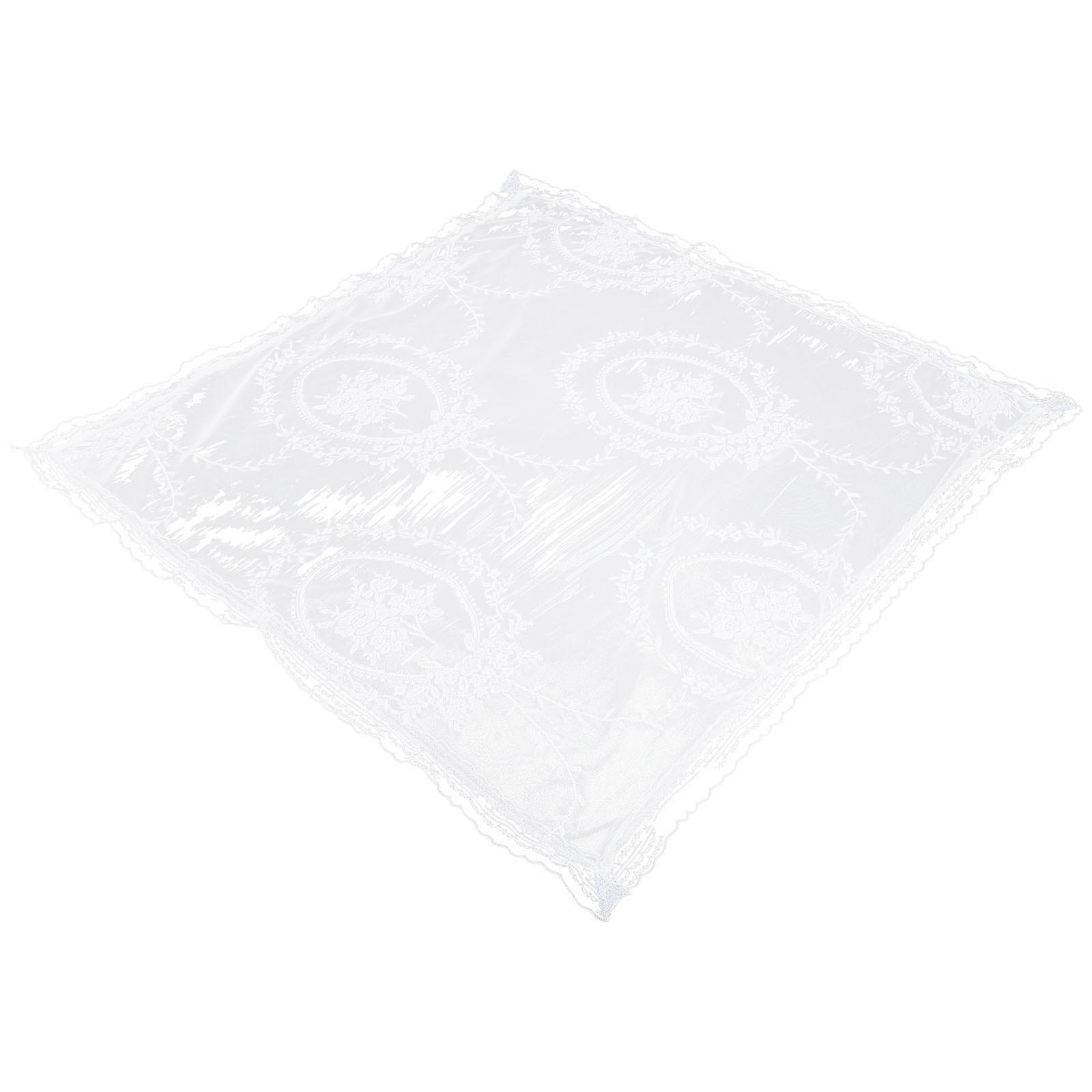 White Lace Tablecloth for Picnic Round Table Cover 2Pcs Decorative Set