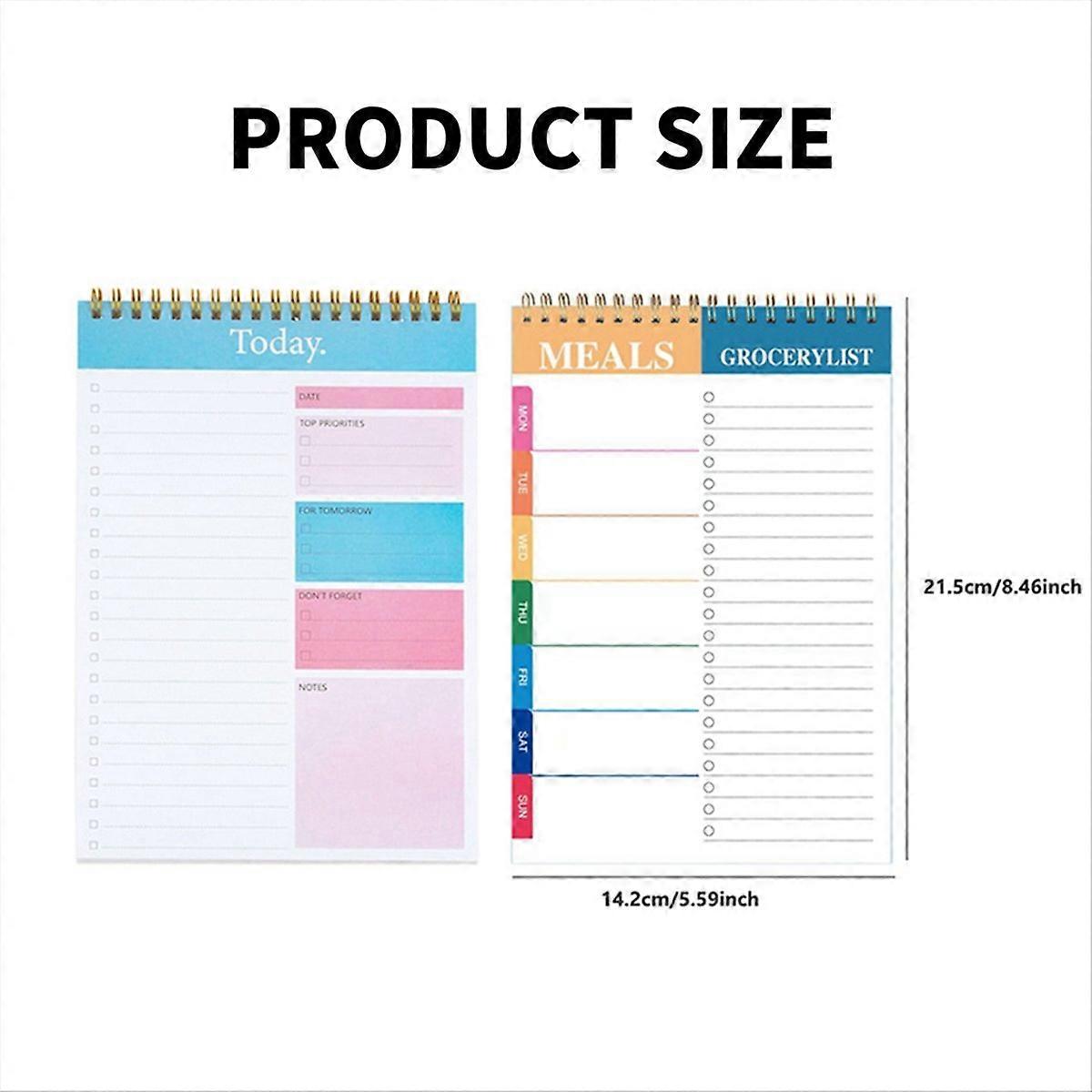 2PCS to Do List Notepad Planner Notebook,5.6 x 8.5Inch Weekly Planner