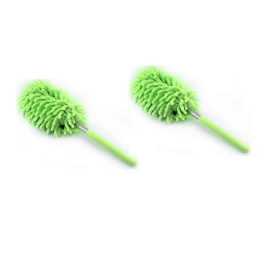 2 Pieces Extendable Microfiber Duster Replaceable Head Stainless Steel Handle Cleaning Duster Detachable Soft