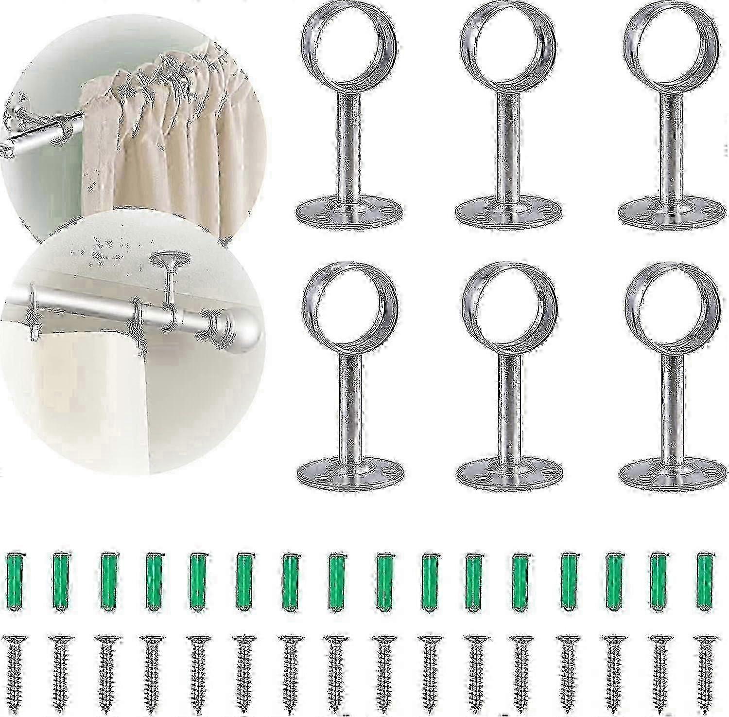 6-Pack Ceiling Mount Curtain Rod Brackets for Wall or Ceiling Installation by Gloryit
