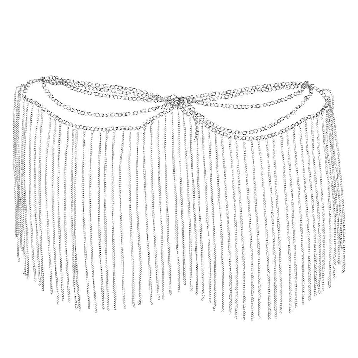 Creative Multi-Layers Tassel Head Chain for Decoration Silver