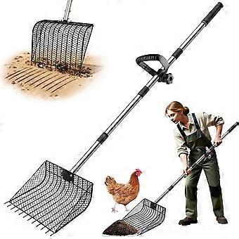 Chicken Poop Scooper for Sand,Rake & Pooper Scooper with Large Sifting Shovel, Adjustable Handle , Coop Litter Scoop