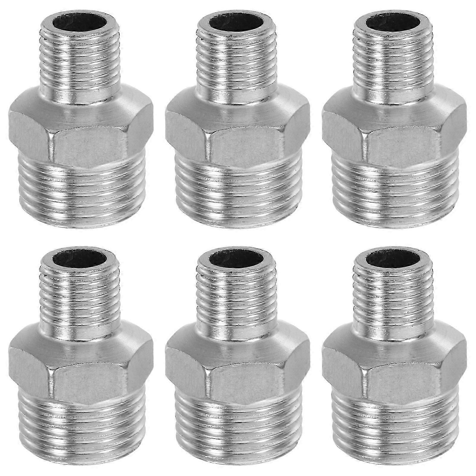 Thread Adapters Screw Thread Conversion Fitting Plumbing Use Durable Stainless Steel 6Pcs
