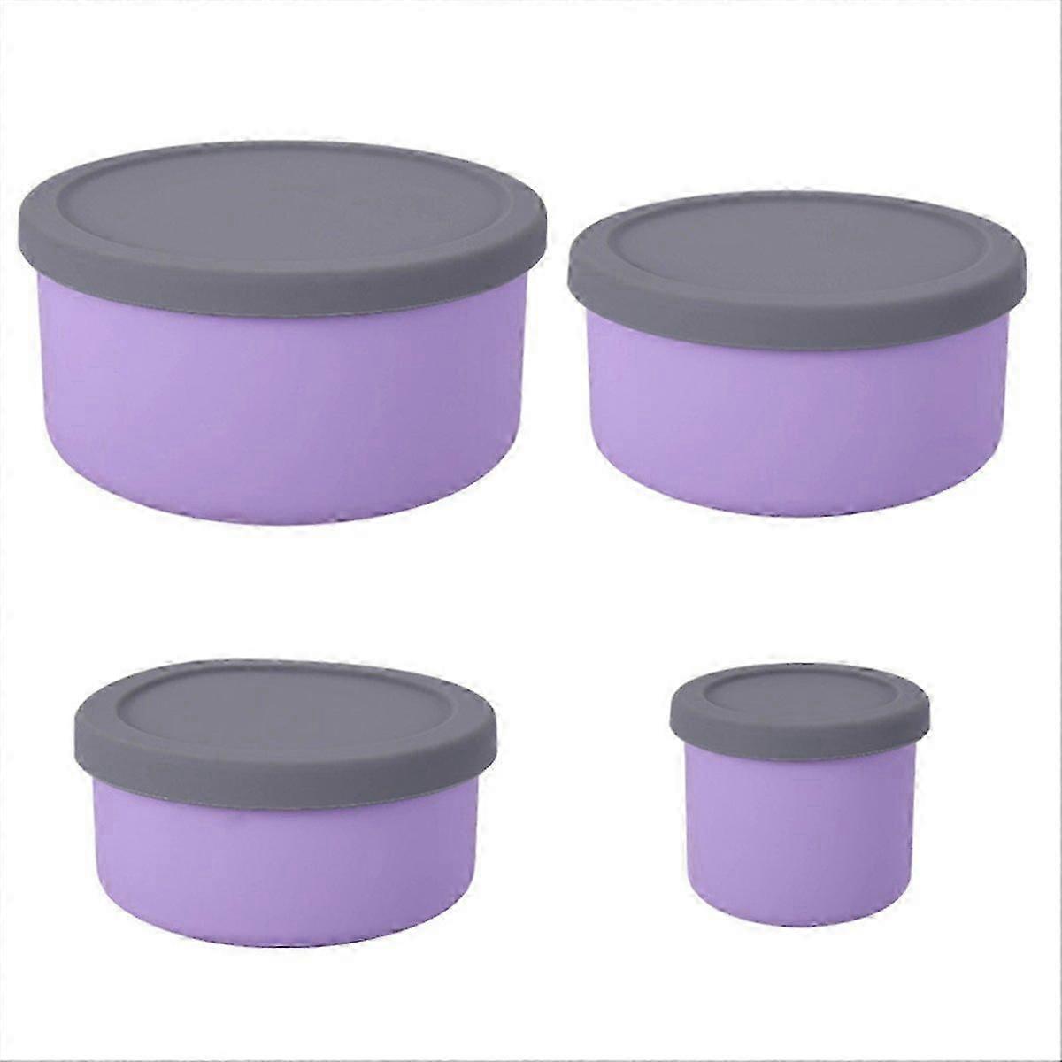 Silicone food container with lid, leak-proof, space-saving, A