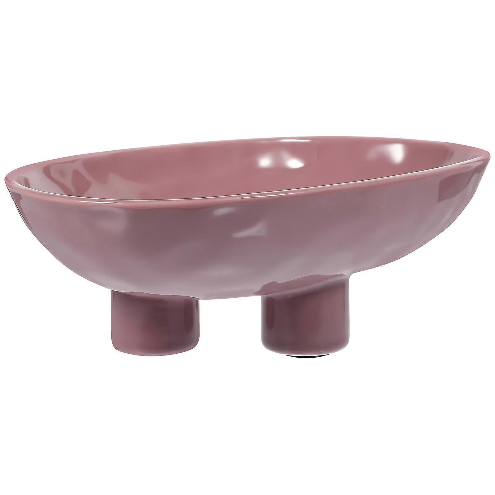 Pink Ceramic Candy Tray for Serving 2Pcs Stable Three-Legged Design