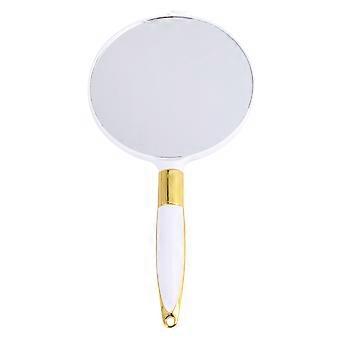 rund vintage makeup spejl håndholdt kosmetisk spejl bærbare makeup forsyninger tilbehør til kvinder kvinde (hvid)