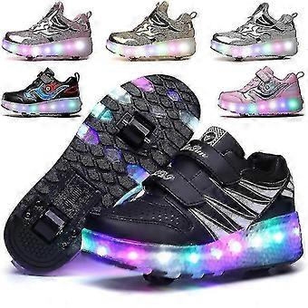 Kids Led Usb Charging Roller Skate Shoes With Wheel Shoes Light Up Roller Shoes Rechargeable Roller Sneakers For Girls Boys Children