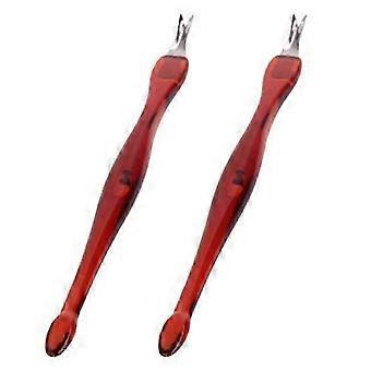 Z6 Practical Nail Art Tools Pedicure Cuticle Trimmer Remover Pusher, Dead Skin Callus Removal Fork, Brown (2 Pack)
