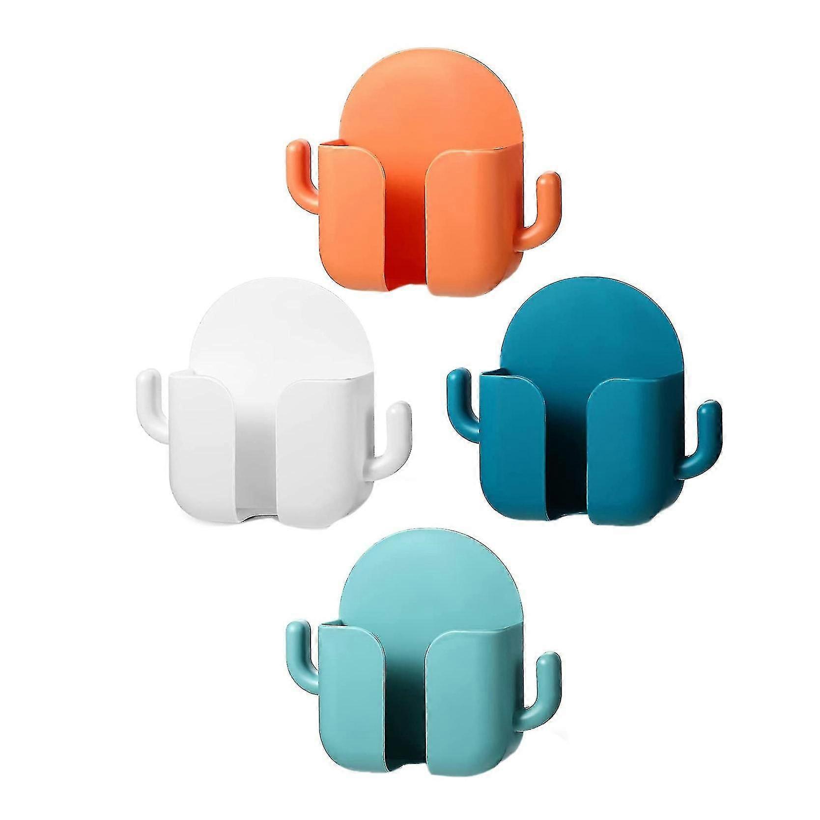 4 Pcs Mobile Phone Plug Holder With Hooks Compatible With Bedside Wall Adhesive