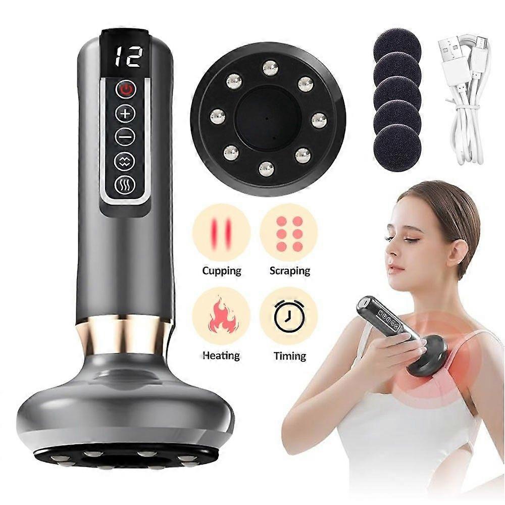 Electric Cupping Massager, 12-Level Vacuum Suction Anti-Cellulite Device with Heating Function