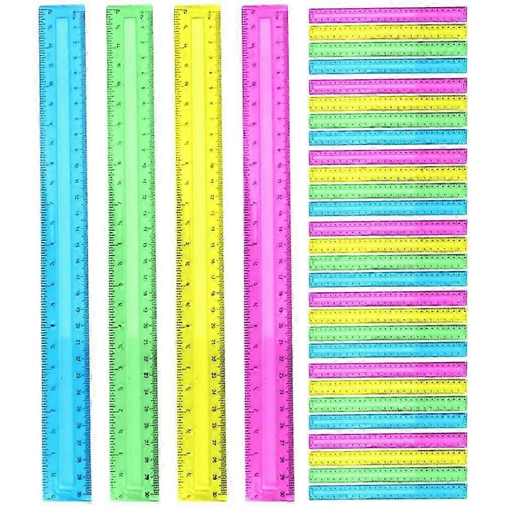 32pcs Plastic Ruler Assorted Colors for Measuring School Supply 30cm