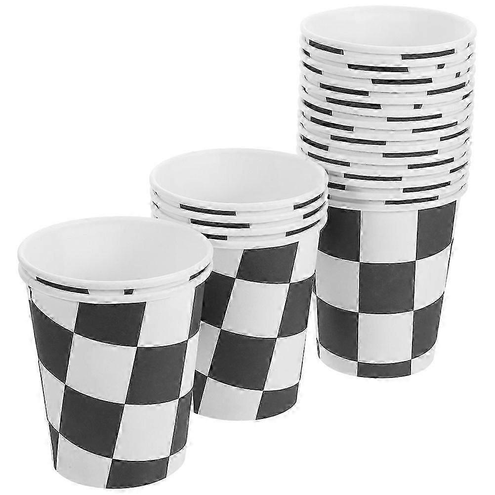 Practical Paper Checkered Cups For Racing Themed Party Tableware 30Pcs