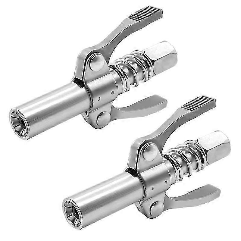2Pcs Double Handle Grease Nipple Coupler Double Handle Quick Lock Release Grease Ends Couplers Compa