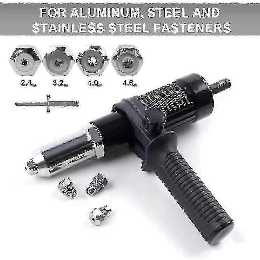 Nut Riveting Adapter for Electric Power Drill with Changeable Puller Nozzles