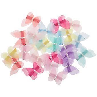 Pinces à cheveux pour animaux de compagnie en forme de papillon avec perles synthétiques, lot de 24 pièces assorties