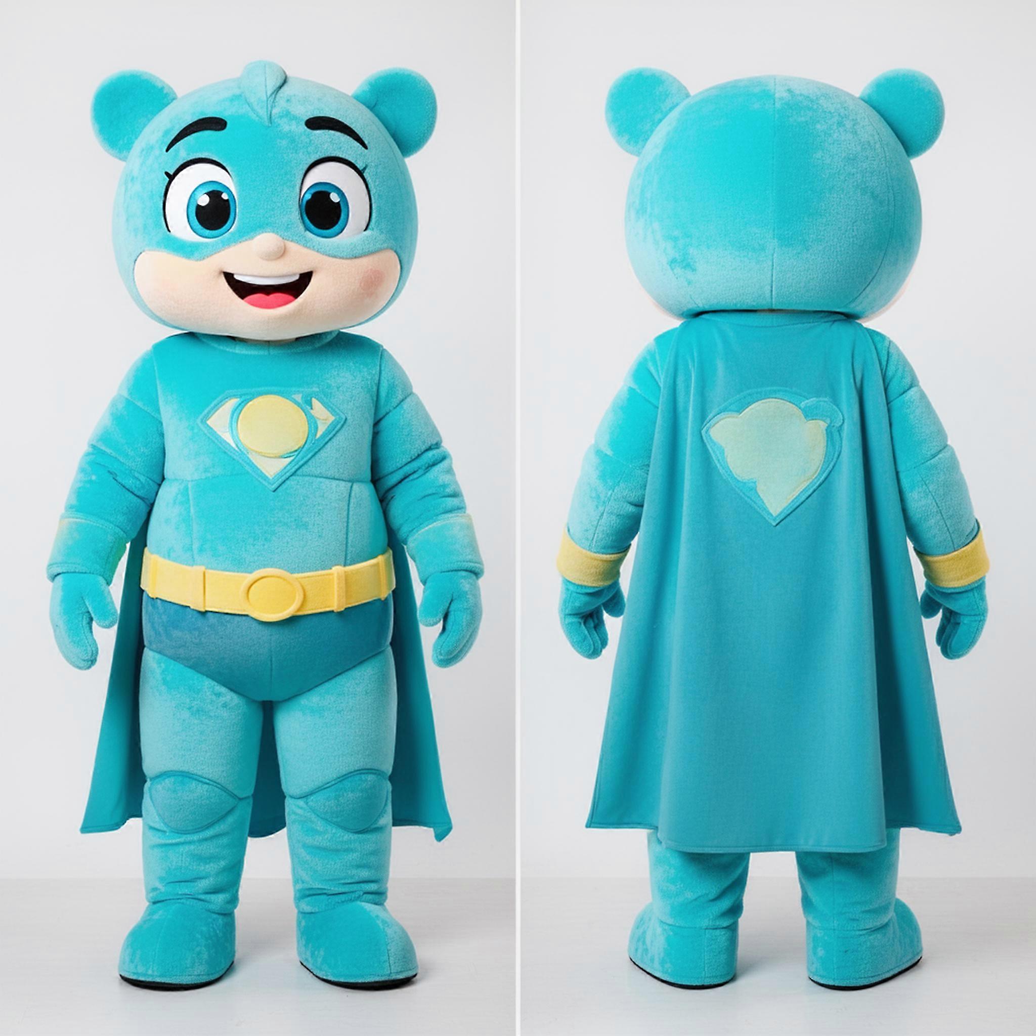 MASTICOT Cyan Sleek Superhero Mascot