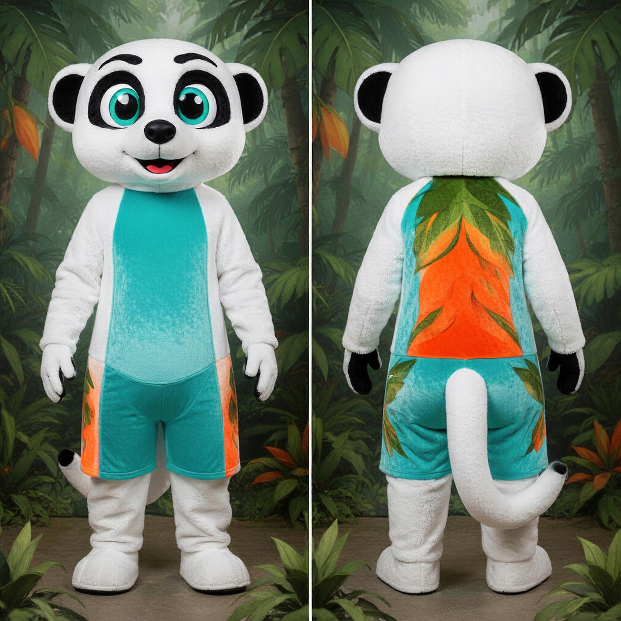 MASTICOT White Fluffy Meerkat Mascot