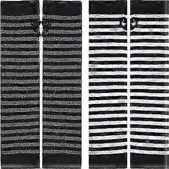 2026 Best 2 pairs of long fingerless gloves, black and gray stripes, suitable for men and women