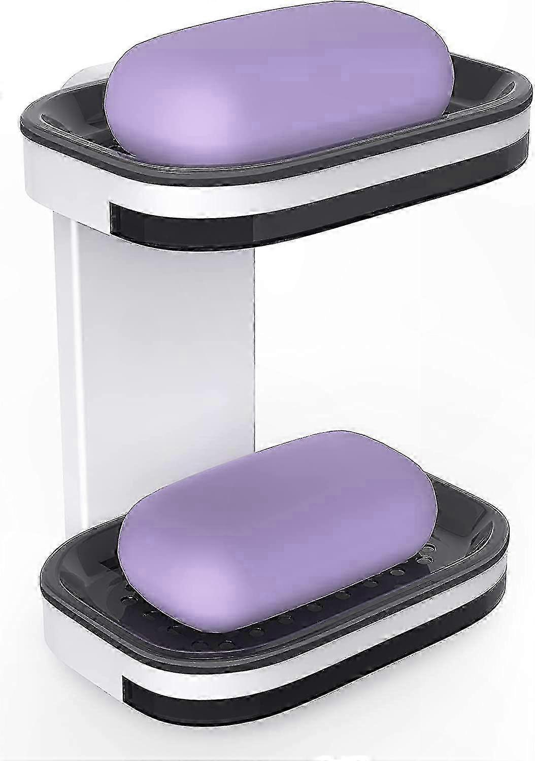 No-Drill Double Layer Soap Rack, Suction Cup Wall Mounted Shelf Without Brackets