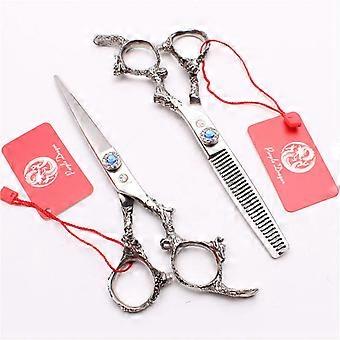 Hair Cutting Scissors 6.0 Inch Stainless Steel Barber Shears with Razor Sharp Blades and Dragon Handle
