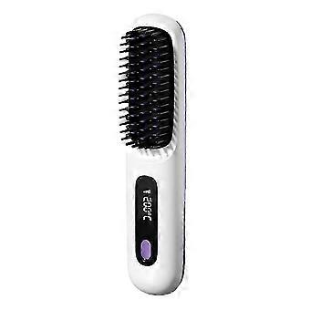 LCD USB Charging Heating Curling Power Comb Hair Straightener Wireless Portable Portable Hair Strai-JNNJV