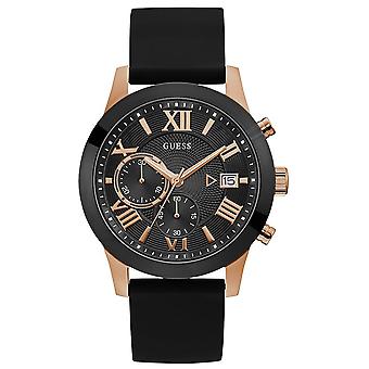 Guess horloges Gents Atlas Quartz analoge man horloge met W1055G3 rubber armband