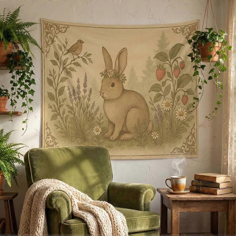 Pastoral Style Rabbit Tapestry