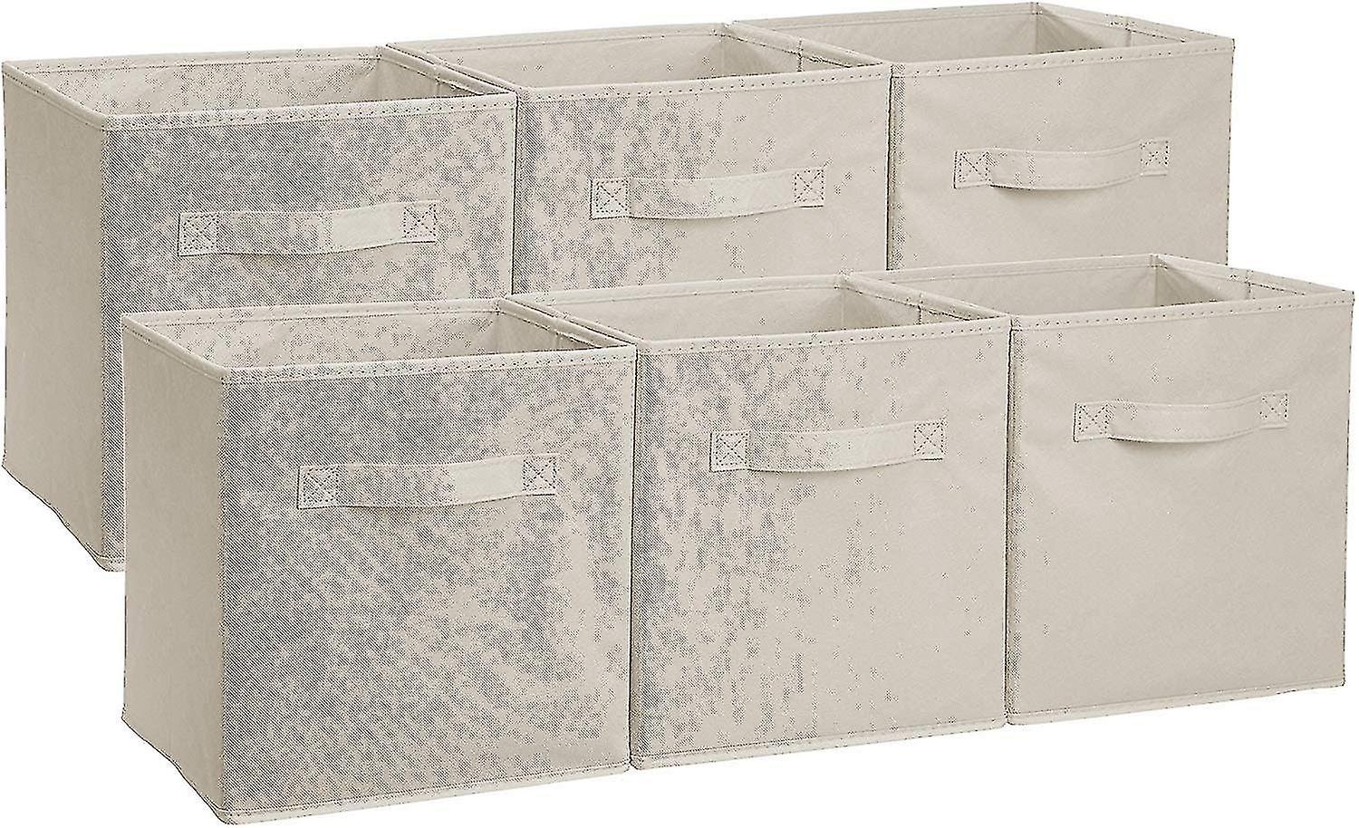 Foldable Cloth Storage Cube Basket Bins Organizer,pack Of 2,beige