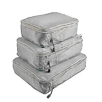 3pcs set Compression Packing Cubes Sac de rangement de voyage Bagages  Organisateur de valise Ensemble pliable imperméable à l’eau