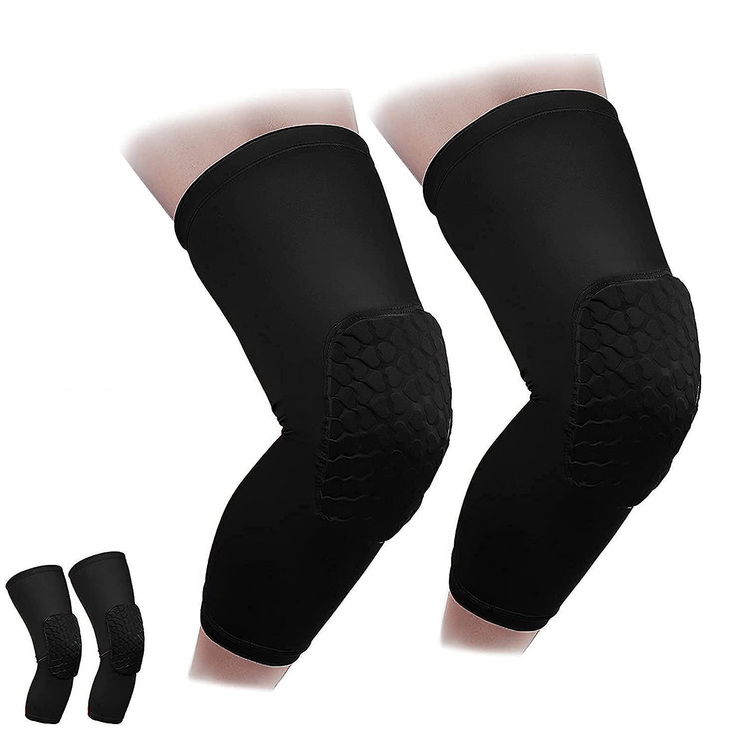 Knee Sleeve Pair Kneepad Pads Crashproof Antislip Basketball Leg Sleeve Protective Pad Support Guard Padded Breathable Compression Wear Hexpad - 2 Pac