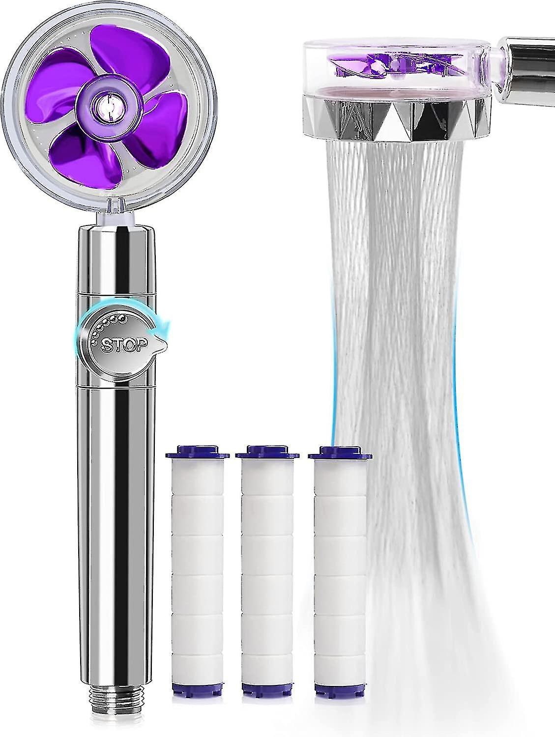 Handheld Turbo Shower Head Jet Shower Head Kit With 3 Filter Cartridges (blue)