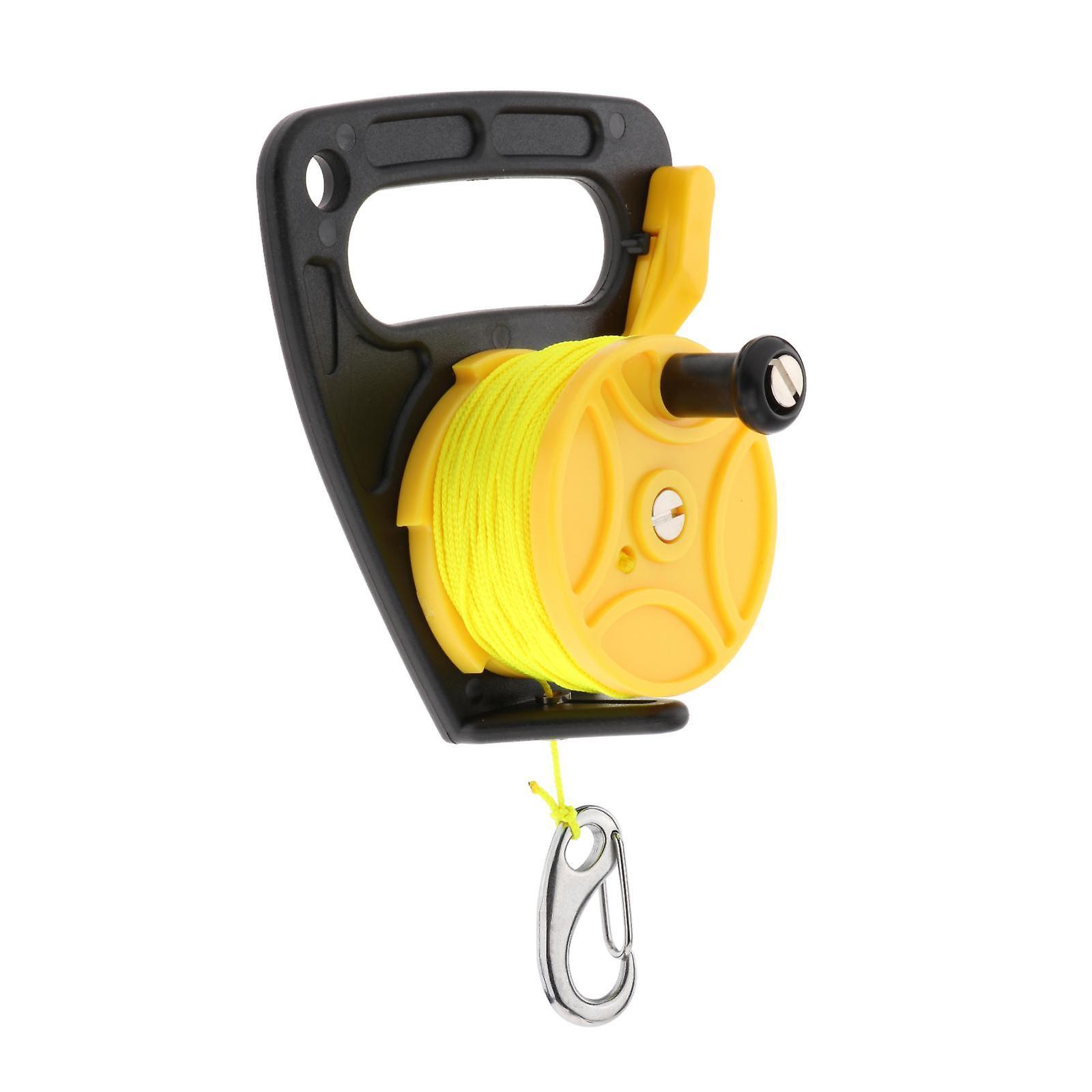 Scuba Diving Line Reel with Handlehandle with Thumb Stopper yellow 46m
