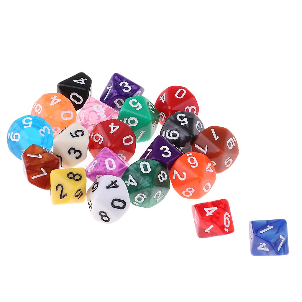 20 Pieces Polyhedral Dice Set for Table Game Kids Math Practice 10 Sided