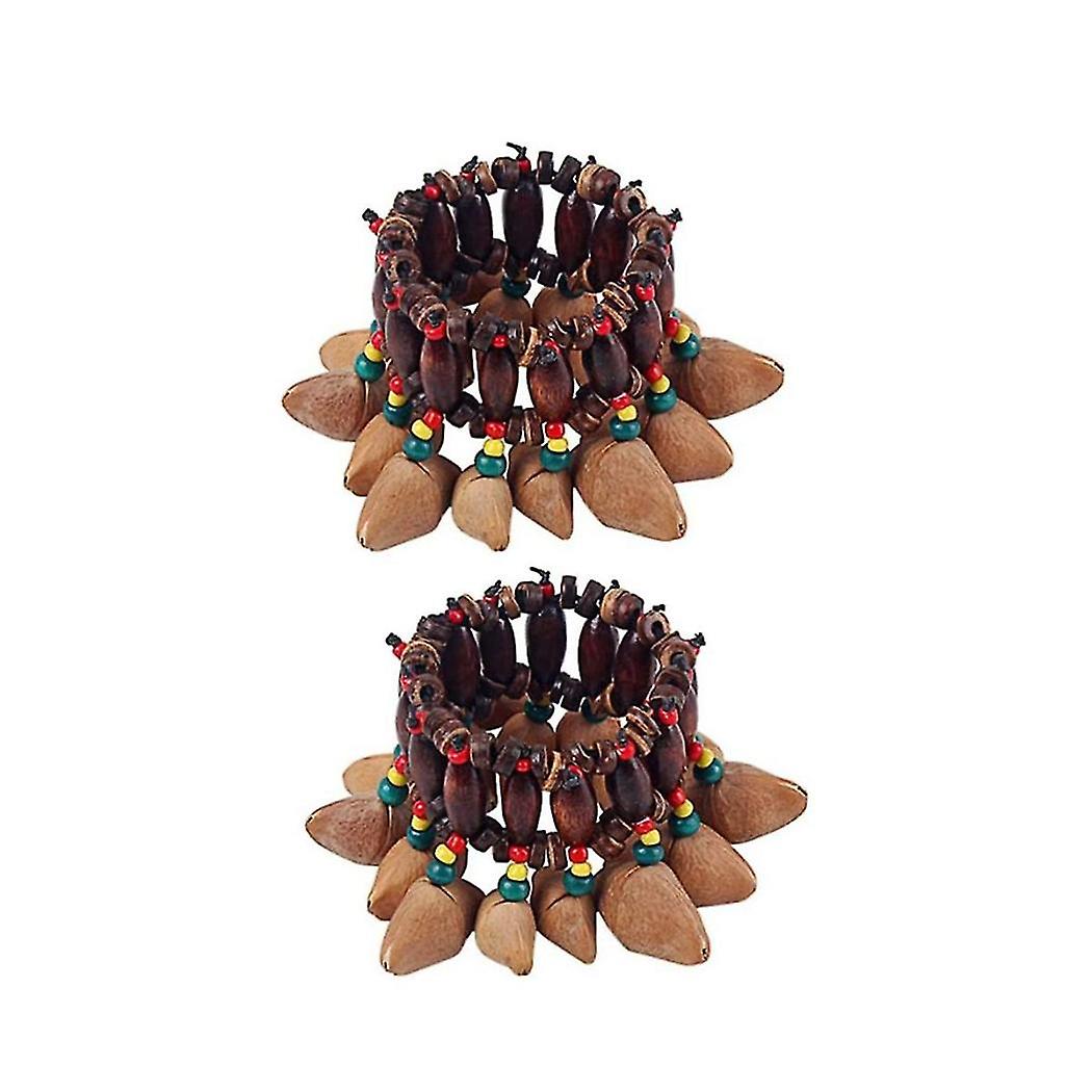 2pcs Nut Shell Bracelets Fricken Style Nut Shell Bracelets Nut Handbells Percussion Accessories Mus